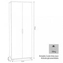 Armadio 2 Ante 75x38x174 h cm in Truciolare bilaminato Rovere grigio