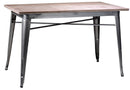 Tavolo Rettangolare in Metallo Top Legno Bristol Silver