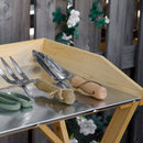 Tavolino da Giardino 80x40x84 cm in Legno con Piano in Metallo Antiruggine