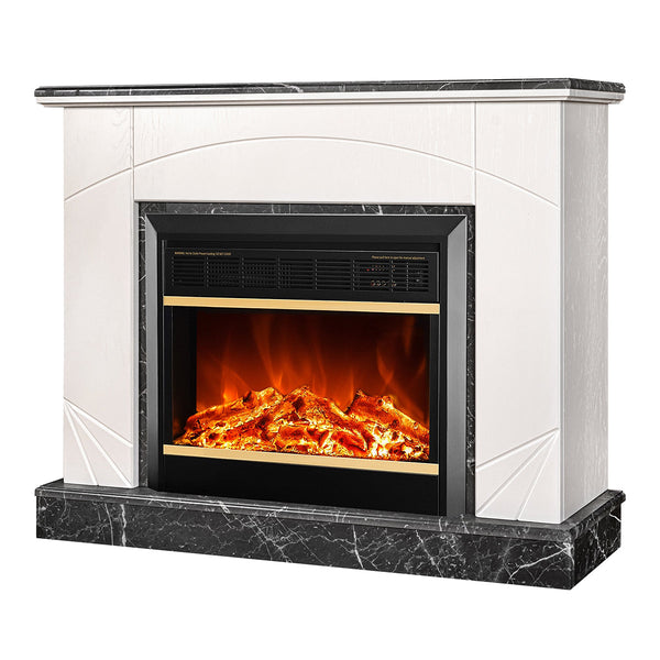 prezzo Camino Elettrico da Pavimento 85x110x27 cm Effetto Fiamma 1500W Madeira lux & Mars Ivory/dark gray