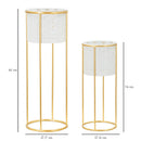 Porta Vasi Whity Coppia Ø17x46 cm - Ø14x34 cm in Ferro Oro e Bianco      
