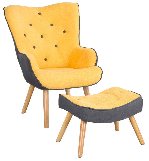 sconto Poltrona Relax con Pouf Poggiapiedi in Tessuto Ocra