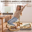 Sedia Ergonomica Inginocchiata 54x98x86 cm in Tessuto Effetto Lino e Legno Crema      