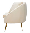 Poltrona Venice Crema 85x66x78 cm in Legno Spugna e Poliestere e Metallo Oro