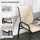 Panchina 2 Posti da Giardino 152x72x95 cm con Braccioli e Tavolino Basso Centrale in Vetro Marrone e Nero   
