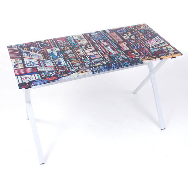 Tavolo Scrivania in Ferro con Piano in Vetro Temperato View City online