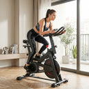 Cyclette 111,5x52,5x114,5 cm Stazionaria con APP Resistenza Magnetica 0-100% in Acciaio Nero      