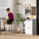 Scarpiera Slim Capacità 15 Scarpe 83x24x90,5 cm con 2 Cassetti Ribaltabili e 3 Vani Aperti Grigio      