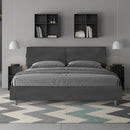 Letto Matrimoniale Testata con Cuscini Imbottito in Microfibra Mados Grigio Varie Misure