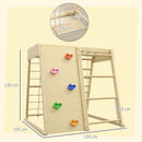 Palestrina per Bambini 3-5 Anni 120x105x120 cm con Parete da Arrampicata 3 Scale e Altalena