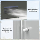 Casetta Box da Giardino con Doppia Porta Scorrevole 4 Prese d'Aria 194x110x184 cm in Acciaio Zincato Grigio 