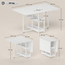 Tavolo Pieghevole a 2 Ribalte per 4 Persone 133,4x80x75 cm con 2 Ripiani Aperti in Legno e Metallo Bianco      