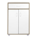 Mobiletto Multiuso 63x95x33 cm in Legno Melaminico Rovere e Bianco Opaco