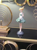 Statuetta Dolly con Coniglietto 11,5x10x33,5 cm in Resina Verde