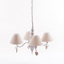 Lampadario da Soffitto Ø47x40A cm a 4 Bracci Decorazione Cuore Decapè Bianco Ecrù