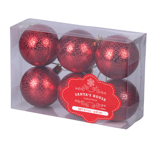 Set 6 Palle di Natale Ø6 cm in Plastica Rosso online