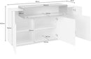 Credenza 3 Ante Battenti + 1 Anta a Ribalta 160x45x85,5 cm Coro Bianco Lucido e Acero Pereira
