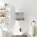 Specchio da Bagno Ovale 45x13,5x 90 cm con Armadietto in MDF Bianco 