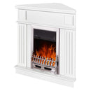 Camino Elettrico da Pavimento ad Angolo 100x100x50 cm Effetto Fiamma 2000W Marina & Galileo Silver Bianco