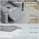 Poltrona Reclinabile 150° con Poggiapiedi Telecomando e Tasca Laterale 96x90x103 cm Effetto Velluto Grigio      