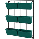 Orto Verticale da Parete a 3 Livelli 52x14x66 cm con 6 Vasi in Acciaio e Plastica Verde      
