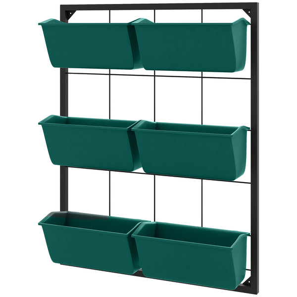 Orto Verticale da Parete a 3 Livelli 52x14x66 cm con 6 Vasi in Acciaio e Plastica Verde online