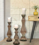 Portacandele Vetro Riciclato Brown Ø17x55 cm Vetro Marrone Chiaro