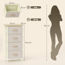 Cassettiera 4 Cassetti Pieghevoli 45x30x94,5 cm Struttura in Acciaio e Tessuto Beige   
