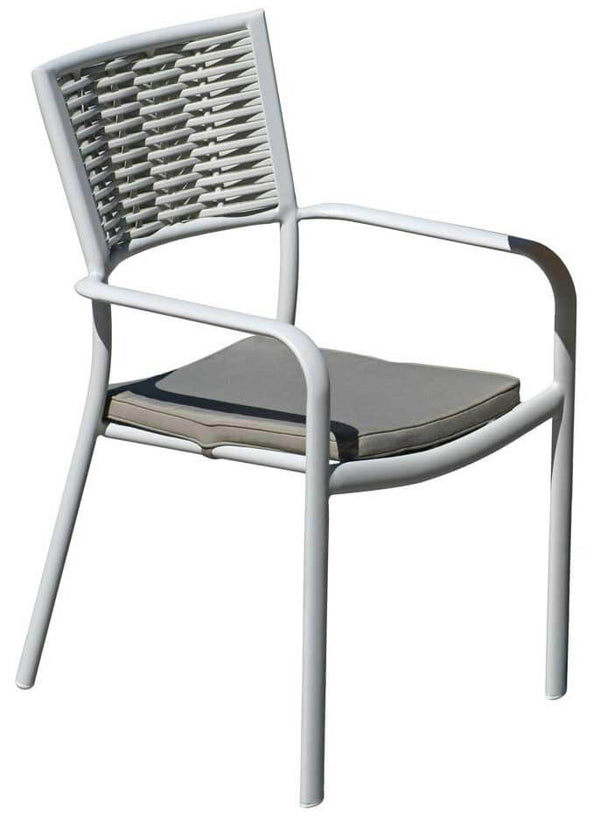 Sedia da Giardino in Alluminio e Wicker con Cuscino Vorghini Avorio sconto