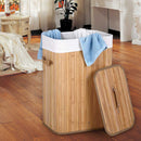 Cesto Biancheria Sporca Pieghevole in Bambu e Tessuto Portabiancheria con Manici