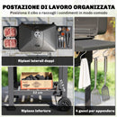 Barbecue a Carbone 112x63x101,5 cm Affumicatore Portatile con Ventilazione Termometro e Mensole Laterali in Acciaio Nero      