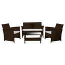 Set da Giardino Divano 2 Poltrone e Tavolino in Polyrattan Detroit Noce