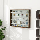 Bacheca Vetrina a Muro 4 Ripiani Regolabili 80x9,5x60 cm in Vetro e Legno Marrone      