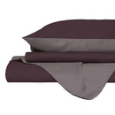 Copripiumino con Sacco e Federe in Tinta Unita Double Face Linea Zoe Vinaceo e Rosa Antico