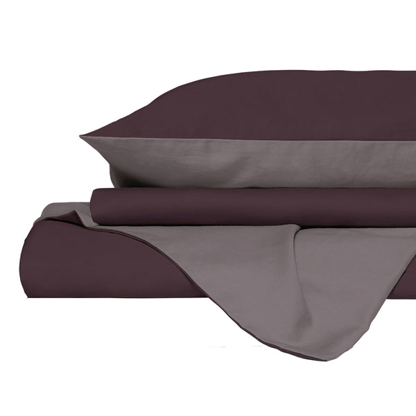 Copripiumino con Sacco e Federe in Tinta Unita Double Face Linea Zoe Vinaceo e Rosa Antico online