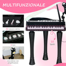 Mini Pianoforte Giocattolo per Bambini a 32 Tasti con Sgabello Microfono Musiche Luci e Gambe Rimovibili Nero