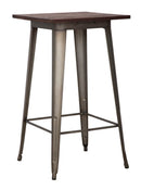 Tavolo Bar Detroit Quadrato 60x60x105 cm in Ferro e ELM Legno