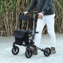 Deambulatore per Anziani e Disabili ad Altezza Regolabile 67x65x79.5-94 cm Pieghevole in Allumino Nero e Argento   