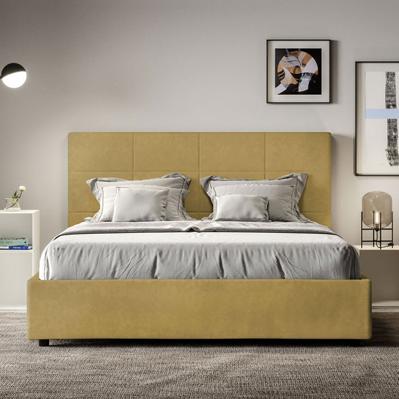 Letto 1 Piazza E Mezzo Imbottito in Microfibra Mika Ocra Varie Misure
