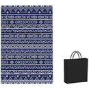 Tappeto da Esterno Reversibile 182x274 cm con Motivo Geometrico e Borsa Inclusa Blu e Bianco   