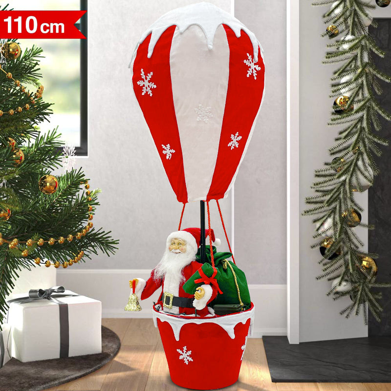 Babbo Natale con Mongolfiera H110 cm con Luci e Suoni