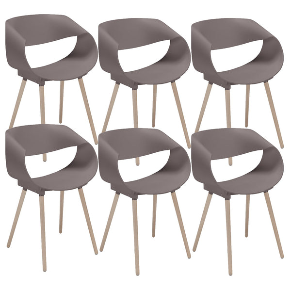 Set 6 Sedie 62x54x74 cm in Polipropilene Diletta Tortora online