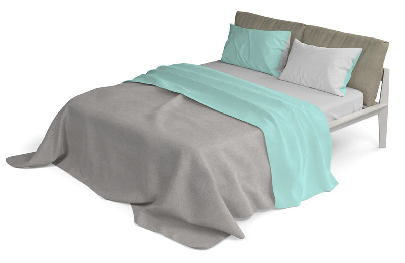 Set Lenzuola Sopra Sotto e Federe Doubleface Verde Acqua\/Grigio Chiaro