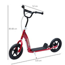 Monopattino per Bambini 5-12 Anni 120x52x80-88 cm Supporta fino a 50 Kg Telaio in Acciaio Rosso  