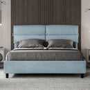 Letto Matrimoniale con Alzata Comoda Imbottito in Microfibra Nandy Azzurro Varie Misure