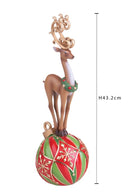 Statuina Renna Natalizia con Led su Sfera 43,2 cm in Resina