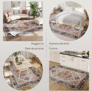 Tappeto Bohemien Antiscivolo e Lavabile 230x160 cm a Pelo Corto in Effetto Cashmere Marrone  