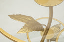 Tavolinetto 3 Ripiani Leaf Ø54x69,5 cm in Ferro e Vetro Oro      