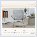 Sedia Moderna con Braccioli e Schienale Imbottiti 63x69x75 cm in Tessuto Effetto Lino Grigio  