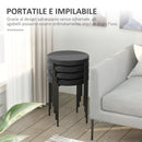 Set 4 Sgabelli Rotondi Ø41,5x46 cm in Tessuto Effetto Velluto Nero  